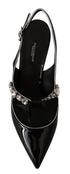 Dolce & Gabbana Black Patent Leather Crystal Slingbacks – Women's Mid Heels Pumps