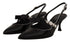 Dolce & Gabbana Black Patent Leather Crystal Slingbacks – Women's Mid Heels Pumps