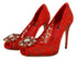 Dolce & Gabbana Taormina Lace Heels | Women’s Red Crystal Pumps