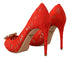 Dolce & Gabbana Taormina Lace Heels | Women’s Red Crystal Pumps
