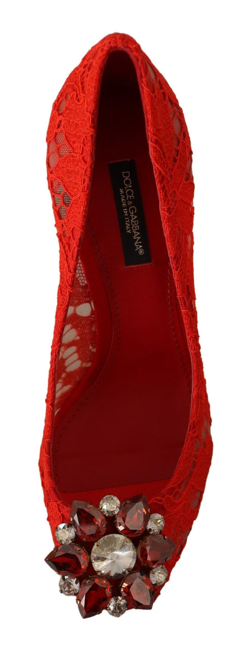 Dolce & Gabbana Taormina Lace Heels | Women’s Red Crystal Pumps