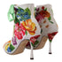 Dolce & Gabbana White Floral Jersey Stretch Open Toe Boots – Women's Heels Shoes