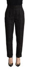 Dolce & Gabbana Black Striped High Waist Tapered Pants