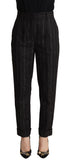 Dolce & Gabbana Black Striped High Waist Tapered Pants