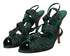 Dolce & Gabbana Strappy Sandals Heels for Women – Green Python Leather High Heels Shoes