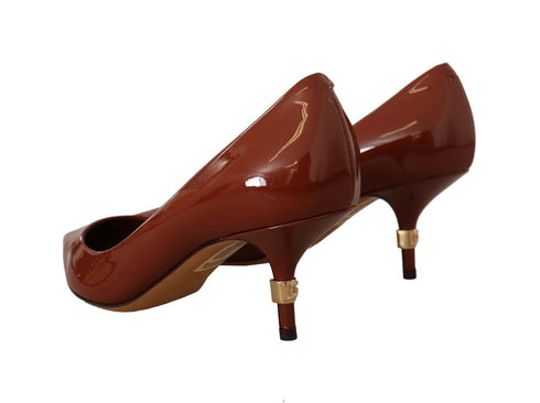 Dolce & Gabbana Kitten Heel Pumps | Women’s Brown Patent Leather Shoes