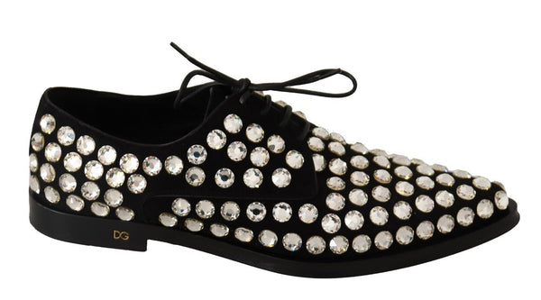 Dolce & Gabbana Crystal Lace-Up Formal Shoes Black Leather Women