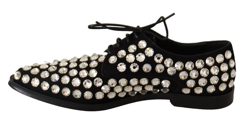 Dolce & Gabbana Crystal Lace-Up Formal Shoes Black Leather Women
