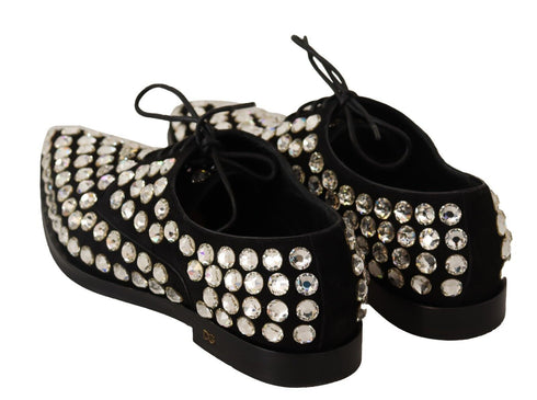 Dolce & Gabbana Crystal Lace-Up Formal Shoes Black Leather Women