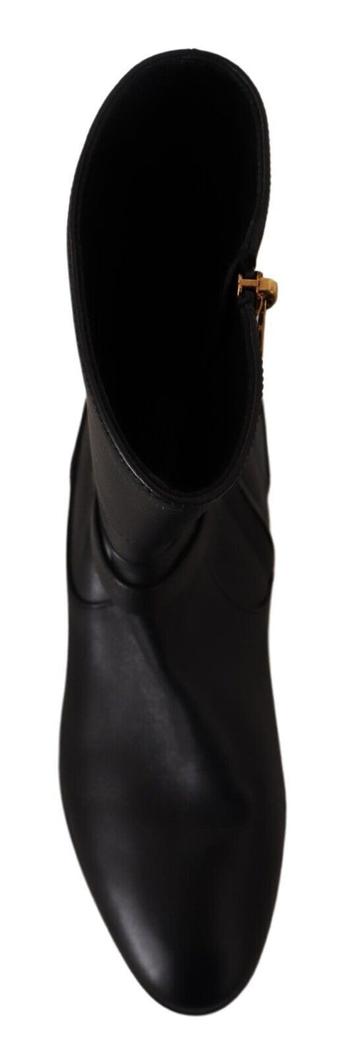 Dolce & Gabbana Black Leather Short Biker Boots Flats – Women’s
