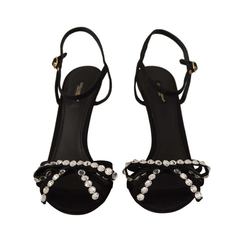 Dolce & Gabbana Black Crystal Ankle Strap Heels – Women’s Evening Sandals