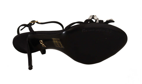 Dolce & Gabbana Black Crystal Ankle Strap Heels – Women’s Evening Sandals