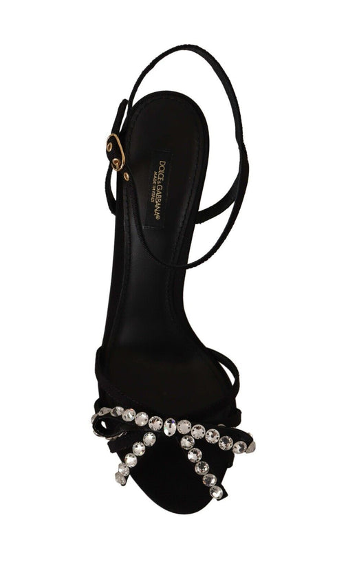 Dolce & Gabbana Black Crystal Ankle Strap Heels – Women’s Evening Sandals