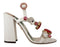 Dolce & Gabbana Keira Crystal Heels Sandals White Leather Women’s