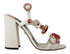 Dolce & Gabbana Keira Crystal Heels Sandals White Leather Women’s