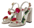 Dolce & Gabbana Keira Crystal Heels Sandals White Leather Women’s