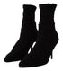 Dolce & Gabbana Black Stiletto Heels Mid Calf Leather Sole Women’s Boots