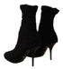 Dolce & Gabbana Black Stiletto Heels Mid Calf Leather Sole Women’s Boots
