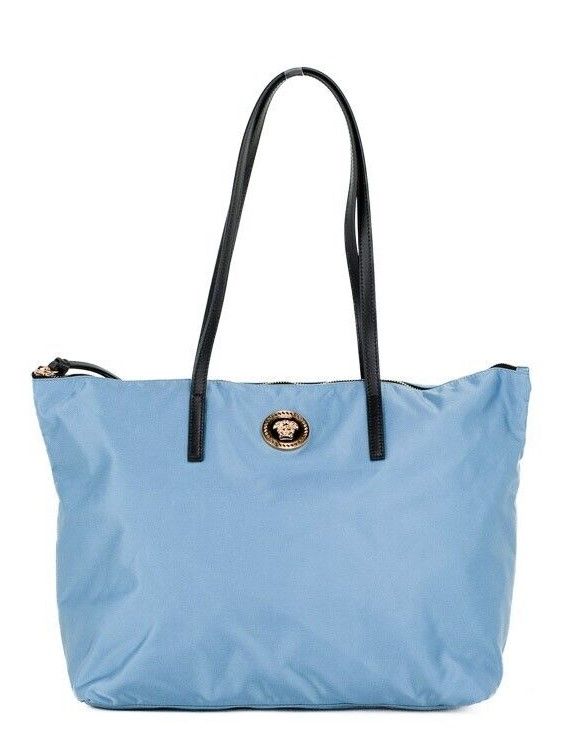 Versace Portuna Medusa Tote Bag – Women’s Cornflower Blue Nylon & Leather