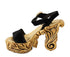 Dolce & Gabbana Black Gold Baroque Velvet Crystal Heels for Women