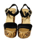Dolce & Gabbana Black Gold Baroque Velvet Crystal Heels for Women