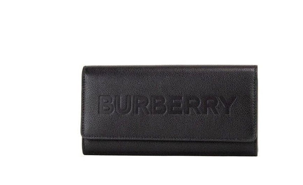 Burberry Porter Black Leather Clutch Wallet – Logo Embossed for Women