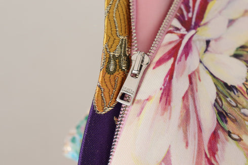 Dolce & Gabbana Dress Midi Patchwork Floral Jaquard Silk