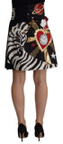 Dolce & Gabbana Black Love Clock Sequined Piano Skirt