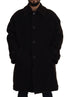Dolce & Gabbana Black Alpaca Button Down Trench Coat Jacket