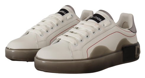 Dolce & Gabbana Portofino White Leather Logo Sneakers Shoes for Women