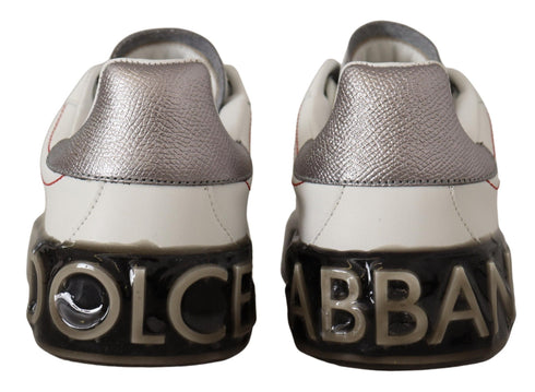 Dolce & Gabbana Portofino White Leather Logo Sneakers Shoes for Women