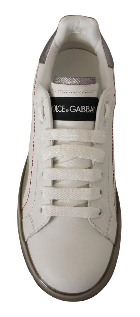 Dolce & Gabbana Portofino White Leather Logo Sneakers Shoes for Women
