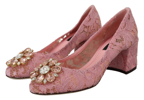 Dolce & Gabbana Taormina Lace Pumps | Women’s Pink Crystal Heels