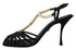 Dolce & Gabbana Black Satin Clear Crystal T-Strap Sandals – Women’s Heels