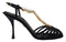 Dolce & Gabbana Black Satin Clear Crystal T-Strap Sandals – Women’s Heels