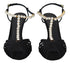 Dolce & Gabbana Black Satin Clear Crystal T-Strap Sandals – Women’s Heels