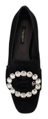 Dolce & Gabbana Crystal Buckle Loafers | Women’s Black Velvet Flats