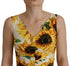 Dolce & Gabbana White Sunflower Print Sheath Midi Silk