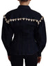 Dolce & Gabbana Blue Denim Crystal Embellish Cotton Jacket