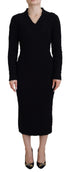 Dolce & Gabbana Black Wool Knitted Sheath Sweater Dress