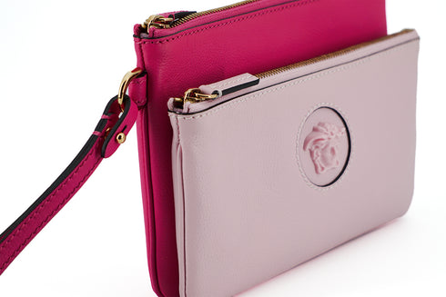 Versace Elegant Pink Calf Leather Medusa Logo Pouch Clutch Bag – Women