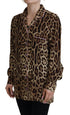 Dolce & Gabbana Brown Leopard Print Long Sleeves Blouse Top