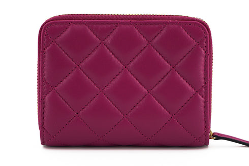 Versace Quilted Wallet in Purple Nappa Leather with Medusa Logo for Women