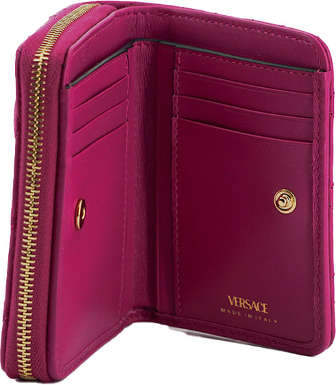 Versace Quilted Wallet in Purple Nappa Leather with Medusa Logo for Women