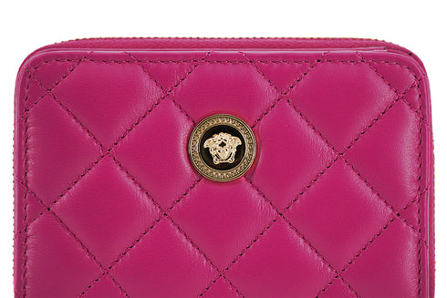 Versace Quilted Wallet in Purple Nappa Leather with Medusa Logo for Women