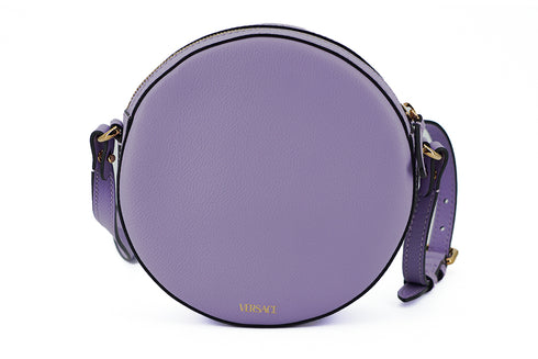 Versace Elegant Round Purple Calf Leather Shoulder Bag for Women