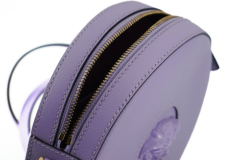 Versace Elegant Round Purple Calf Leather Shoulder Bag for Women