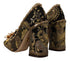Dolce & Gabbana Gold Pumps Brocade Pearl Embellished Square Toe Heels - Women’s