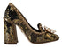 Dolce & Gabbana Gold Pumps Brocade Pearl Embellished Square Toe Heels - Women’s