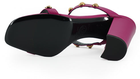 Versace Purple Calf Leather Medusa High Heels Sandals for Women
